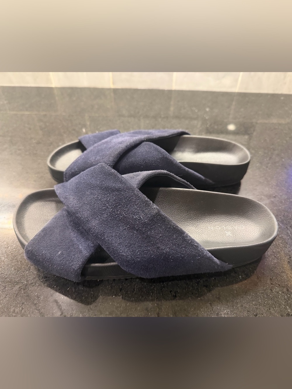 Caslon Navy Genuine Suede Crisscross Slide Sandals Women’s Size 9
